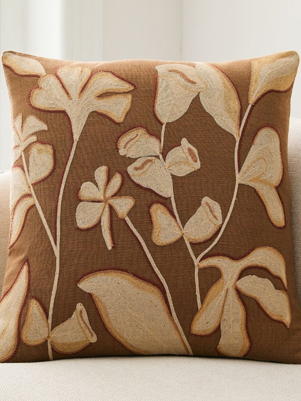 West Elm NEW 20-inch Crewel Garden Pillow Cover 100% Cotton